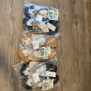 Set of Three wedge sandals from JCPenney unopened black blue and beige